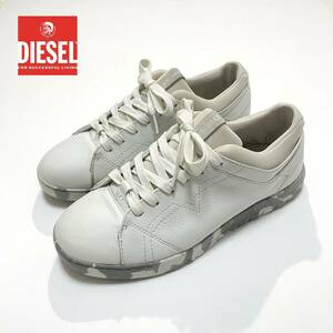 ★1円〜 DIESEL ディーゼル 迷彩 カモフラ切替 レザースニーカー サイズ41 26.5cm★