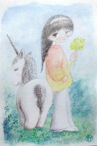 手描きイラスト　水彩画　オリジナル　原画「ゆにこ」