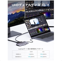 QUUGE 9in1 USB-C ハブ ドッキングステーション USB3.03 PD急速充電 HDMI 4K@30Hz VGA SD TF RJ45_画像2