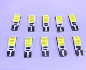 12V 【性能UP－新型】　T10 LED 両面COB ポジション 白　10個セット.　超スリムタイプ.