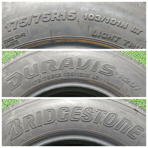 175/75R15 103/101N LT Bridgestone DURAVIS R207 中古 サマータイヤ 2本セット 2021年製 送料無料 175/75/15 ブリヂストン U3436.の画像4