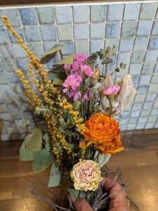  dry flower * spring. colorful swag* Mini rose la naan kyulas Ram z year mimo The nigella eucalyptus ..! gift! interior!