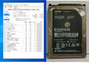 Mac用③ HGST HTSS541010A9E632 HDD1000GB 2.5インチ 厚さ9mm CrystalDiskInfoで確認フォーマットできませんでした。