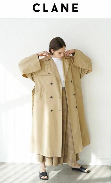 CLANE トレンチコート - BACK FRILL SLEEVE TRENCH COAT - BEIGE 