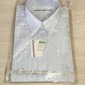 新品未使用 Courreges ビジネスシャツ ドレスシャツ ブルー 長袖ドレスシャツ