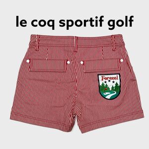 【美品】 le coq sportif golf ショートパンツ 7 ホワイト レッド ストライプ ルコックゴルフ ルコック