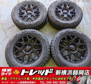 新横浜師岡店 美品!中古アルミタイヤ 4本SET Humanline HS-10M 16インチ6.5J-5穴114.3+38BK &TOYO OPEN COUNTRY R/T 215/70R16 デリカD:5等