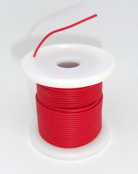 耐熱電子ワイヤー 赤色 20m　導体外径0.75mm AWG22 相当 基板 LED の配線に 半田ごてが触れても溶けにくい耐熱線です 20ｍ 耐熱電線 