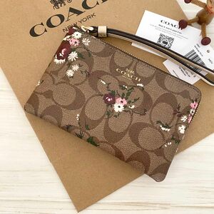  COACH コーチ ポーチ財布　コーナージップリストレット 花柄 タバコケース