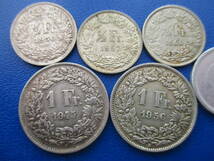スイス★CH★銀貨５枚★50￠～１ Fr.★1945～1960年★ASW= 14.5g_画像1