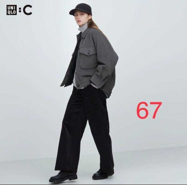 新品　タグ付き　UNIQLO:C コーデュロイワイドパンツ　ブラック　黒　BLACK 67 ユニクロC