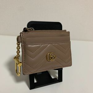 美品　GUCCI グッチ　マーモント　Vステッチ　コインケース　小銭入れ　ゴールド金具　ピンク　財布