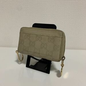 良品　GUCCI グッチ　シマ　レザー　コインケース　小銭入れ　財布　ホワイト　ハート　