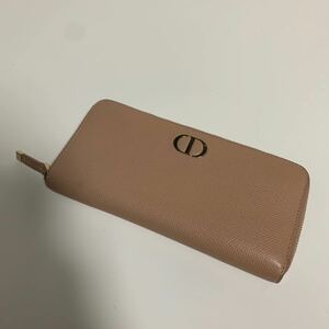 希少　美品　Christian Dior ディオール　CDロゴ　モンテーニュ　ラウンドファスナー 長財布 ピンク系