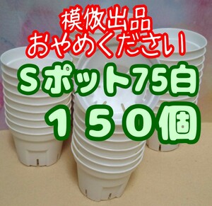 ◆送料無料◆匿名配送◆Sポット75 白 150個 スリット鉢 プラ鉢 2.5号 7.5cm プレステラ 丸型 多肉植物