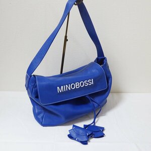 【美品】MINOBOSSI　ミノボッシ　ITALY 　イタリー製　レザーバッグ　ブルー