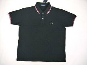 未使用 フレッドペリー Fred Perry ラインポロシャツ 半袖 ブラック(XXL) メンズ 鹿の子 FREDPERRY