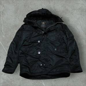 ① 美品 ALPHA INDUSTRIES アルファインダストリーズ フライトジャケット N-3B ブラック 黒 ミリタリー アウター ブルゾン メンズ XLの画像2