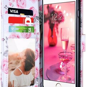 新品 大人気 iPhone8 iPhone7 iPhoneSE2 iPhoneSE3 花柄 iPhoneケース ピンク 手帳型の画像2