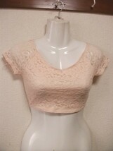 assk6-17☆TOPSHOP PETITE　新品　タグ付未使用品　総レースカットソー　丈短め　トップス　ピンク　サイズ32_画像1