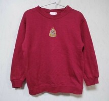 mk635　CHILD JISMIN　子供服　女児用　刺繍入り　スウェットトレーナー　赤　厚手の裏毛素材　ドロップショルダー　120　■日本製■_画像2