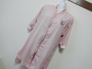 assk6-1245☆　■■Pinklatte■■　ジップアップジャケット　ティーンズ　薄手　アウター　七分袖　ピンク　XS/150サイズ　