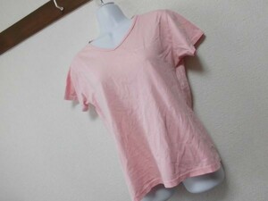 assk6-1257☆　■■converse/コンバース■■　半袖VネックTシャツ　トップス　ロゴ　ピンク　Lサイズ　綿100%