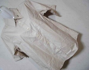 mk285　ストレッチコットン　五分袖シャツ　ベージュ　ハリのある綿混ストレッチ素材　L相当　■日本製■　訳あり