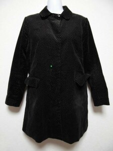 assk6-191☆CHILD WOMAN　ドットコート　アウター　上着　ステンカラーコート　ブラック/黒　Fサイズ　綿混素材　日本製