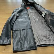 Y-18　●Dmk（CLASSIC WEAR）　サイズ48・黒！　本革・リアルレザー　ジップ　パーカー　美品●_画像3