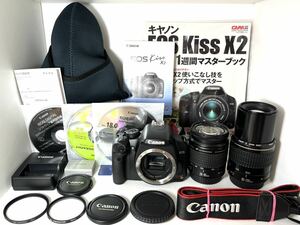 総ショット数新同 293枚 超美品 キャノン Canon EOS Kiss x2 Wレンズ セット USM機能搭載レンズ SDカード付き すぐに撮影出来ます