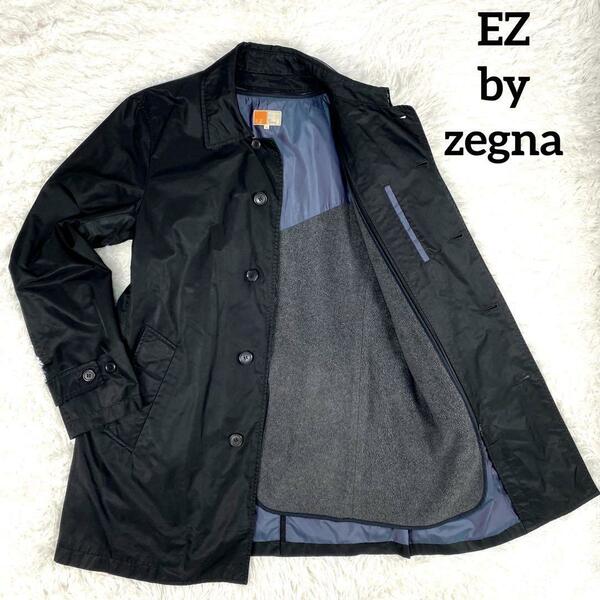 【Ermenegildo Zegna】 ゼニア　E.Z. by Zegna ライナー付 ステンカラーコート[L]　メタリックブラック　光沢　防水　