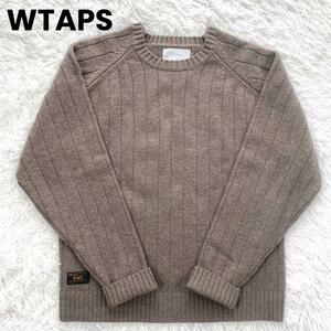 【美品】WTAPS クルーネック ウール ニット セーター[3]　サンドベージュ メンズ ダブルタップス