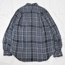 80s 90s イタリア製 New England vintage linen big shirt 麻100％ リネン ビッグシャツ チェック ネイビー L-XL オールド ビンテージ 古着_画像2