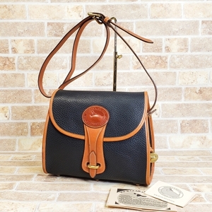 ドゥーニー＆バーク USA製 シュリンクレザー ショルダーバッグ バイカラー ブラック 自立OK 底鋲付き DOONEY&BOURKE