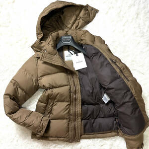 極美品MONCLER2wayフード付キルティングダウンジャケットXL.LL~Lポイント袖ロゴワッペンANDERSONベージュ2カーキダウンコートモンクレール