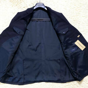 美品金釦BURBERRY LONDONテーラードジャケットカシミヤ入XL.LL~L金メタルボタンBB6ホースロゴ柄ネイビー紺ブレザー大きバーバリーロンドンの画像8