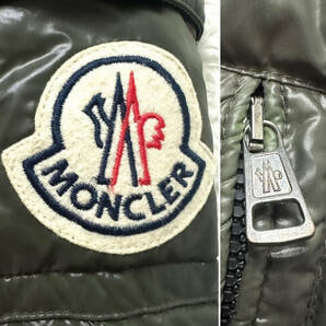 最高級MONCLER2wayフード付キルティングダウンジャケット ポイント袖ビッグロゴワッペンブラックグリーン黒緑トリコロールM~S0モンクレールの画像5