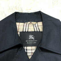 絶版極美品BURBERRY BLACKLABELナポレオンコートL~Mベルト付黒ノバチェック柄マリントレンチコート大きいブラレバーバリーブラックレーベル_画像8