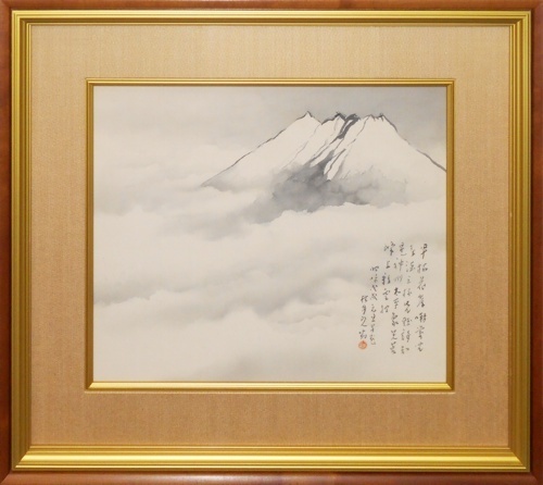Dies ist ein Werk, das den Berg Fuji auf elegante und würdevolle Weise darstellt. Japanisches Gemälde, Empfänger des Kulturordens, Künstler Keigetsu Matsubayashi Fuji über den Wolken Nr. 10 [53 Jahre Erfahrung und Vertrauen, Masamitsu-Galerie], Malerei, Japanische Malerei, Landschaft, Fugetsu