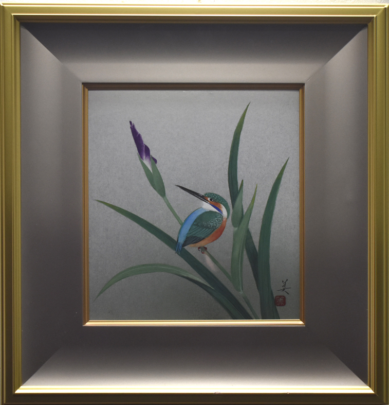 Continuing to draw flowers and birds with a lively sensibility *Rare works*Japanese paintings* Yoshihiro Imai Shikishi River Cicada 53 years of experience and trust - Masamitsu Gallery], painting, Japanese painting, flowers and birds, birds and beasts