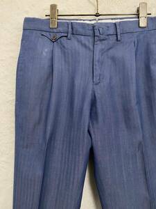 春秋物 イタリア インコテックス INCOTEX メンズ 綿+ウール ソラーロ パンツ スラックス 46 (80) ブルー 製品洗い 