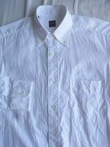 I K E BEHAR アイクベーハー　コットンオックス素材　ボタンダウンシャツ　サイズ 14 1/2 - 32 ホワイト　ペルー製_画像3