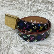 1円〜【希少】LOUIS VUITTON ルイヴィトン ベルト/モノグラム・マルチカラー/サンチュールキャレ/M9271/ノワール ゴールド金具_画像2