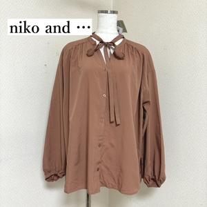 タグ付き　niko and ...（ニコアンド）レディース　ブラウス　長袖　(W)スタンドNボウタイBL