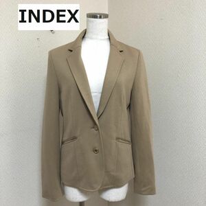 INDEX インデックス　レディース シングル テーラードジャケット ストレッチ ベージュ L　オフィス　無地