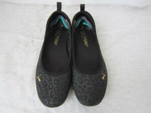 PUMA NRGY LITE BALLET LEOPARD（プーマ エナジーライト バレエ レオパード）（194939 01）　パンプス風スニーカー　黒金　24㎝　ok2403A