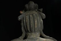 【董芸】仏教美術 彩色木彫 超特大 輪王坐 自在観音菩薩像 高98.5cm 蔵出品 [60363]_画像7