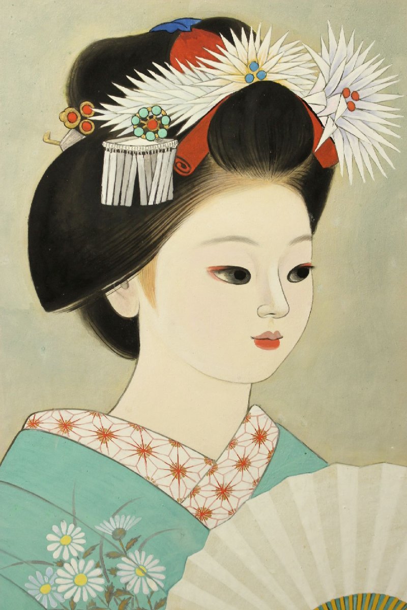 [Милашки] Кисть японского художника Исаму Такаги Майко № 10, подлинность гарантирована [05ws282], рисование, Японская живопись, человек, Бодхисаттва