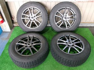 社外　16インチアルミホイール　16X6.5J+38　5H　PCD114.3　ダンロップ　スタッドレス　205/60R16　2019年　4本セット　Y6.0336